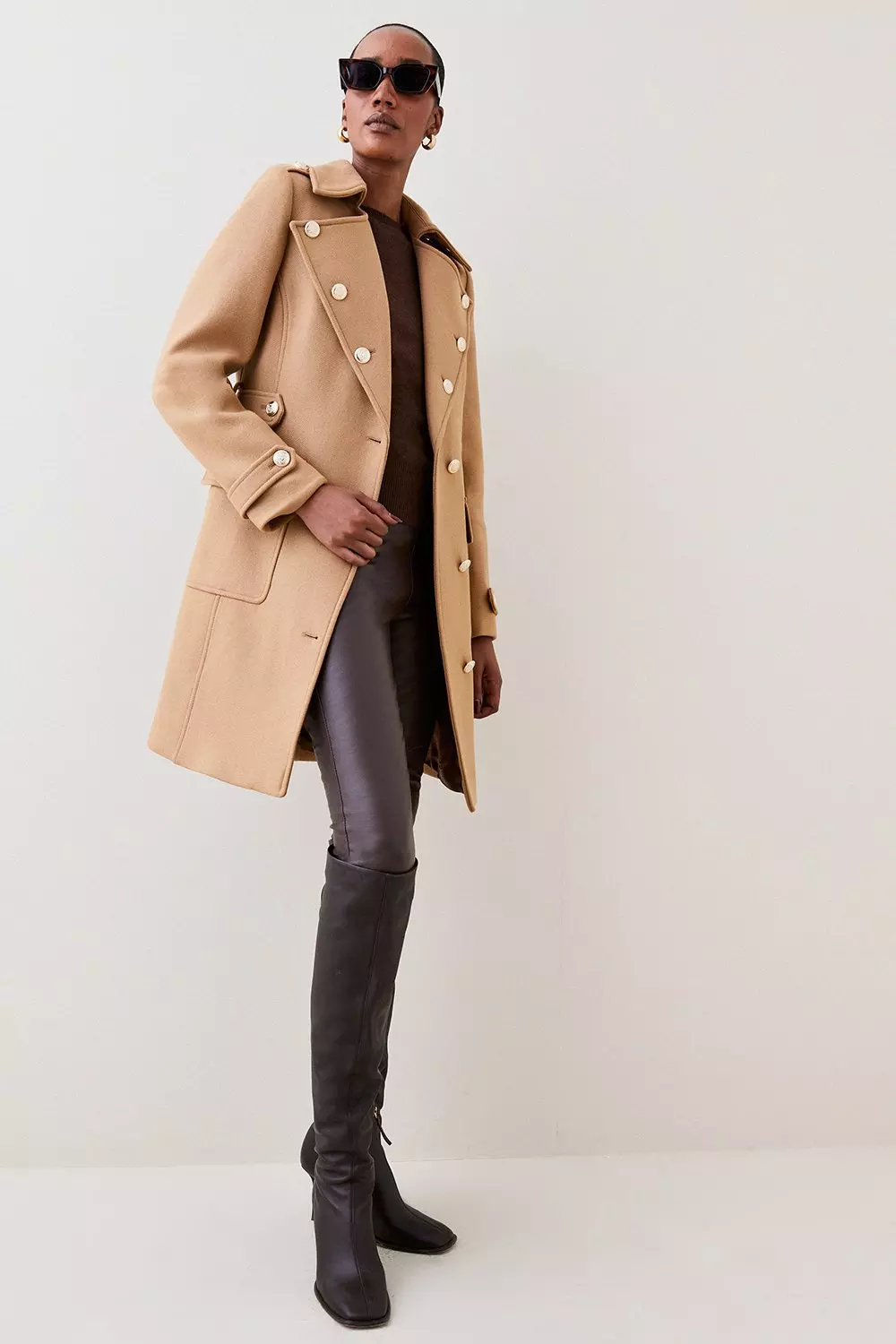 Wool cashmere maxi coat top